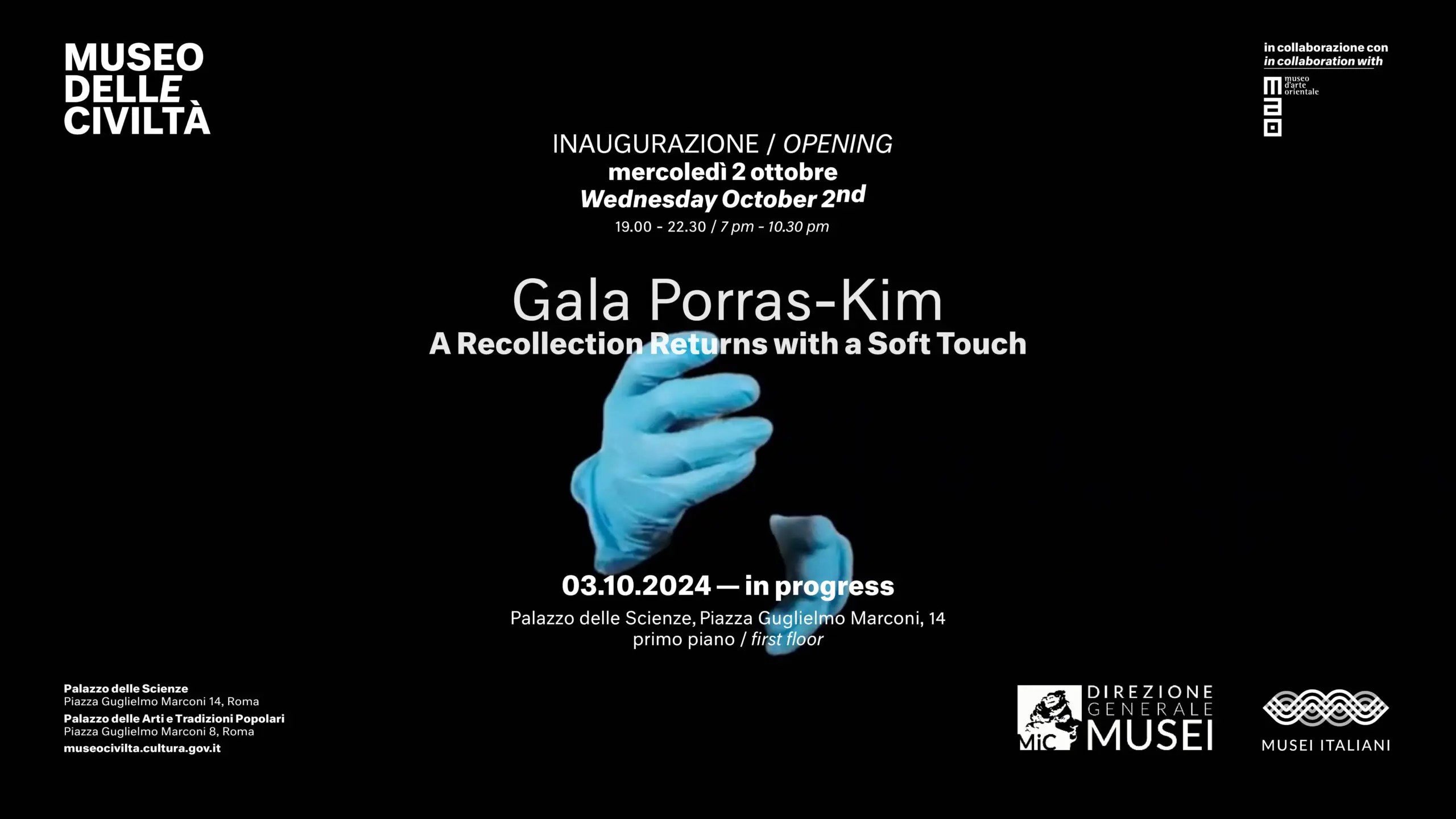 Al Museo delle Civiltà Mercoledì 2 ottobre, ore 19.00 – 22.30 Wednesday October 2nd, 7 pm – 10.30 pm  INAUGURAZIONE / OPENING: Gala Porras-Kim. A Recollection Returns with a Soft Touch